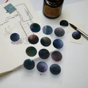 s-11  丸シール　にじみ（濃い色）